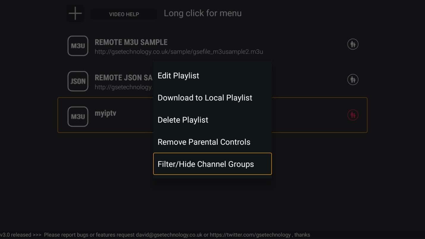 How to hide channel groups on GSE IPTV